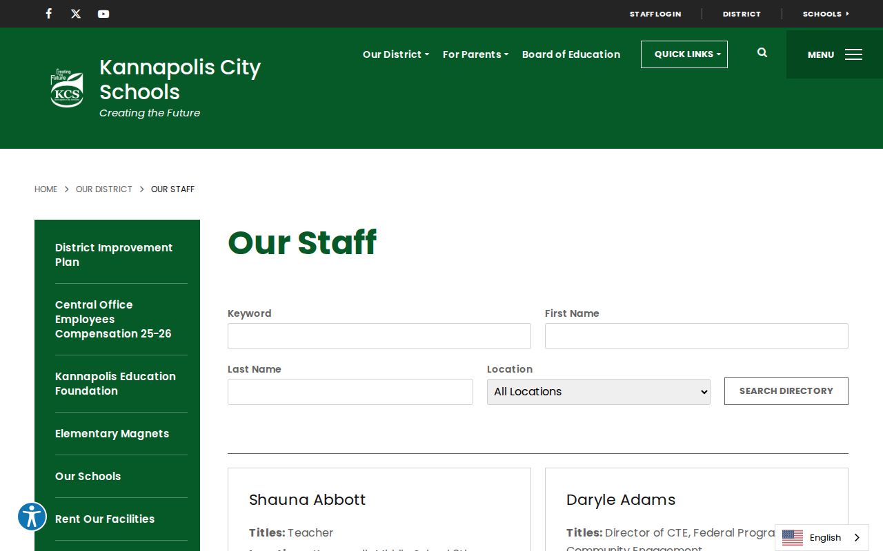 Cabarrus County people directories search for Kannapolis school staff