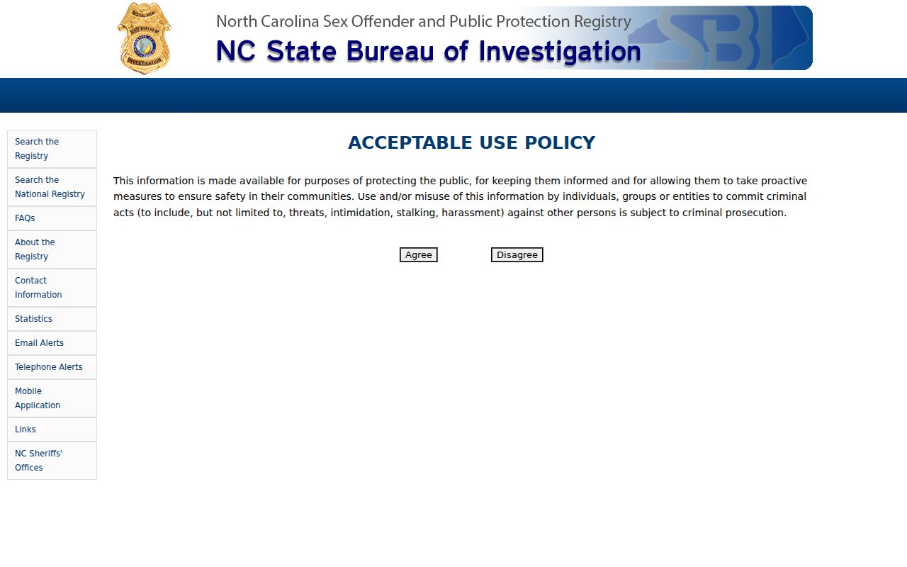 Cabarrus County public records search options in the North Carolina offender registry
